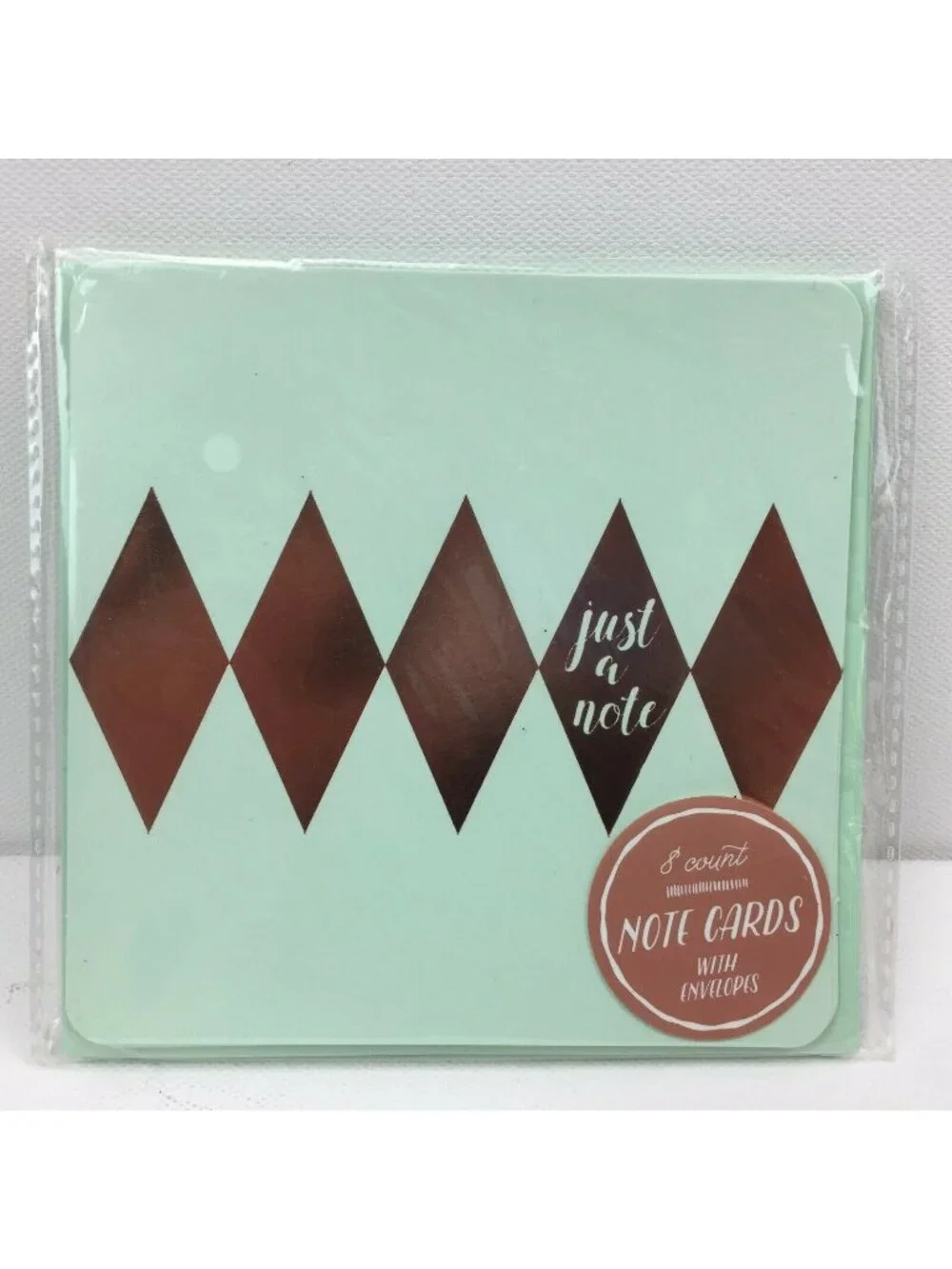 Just A Note Mint Gold 8 Count Notecards With Envelopes Stationary